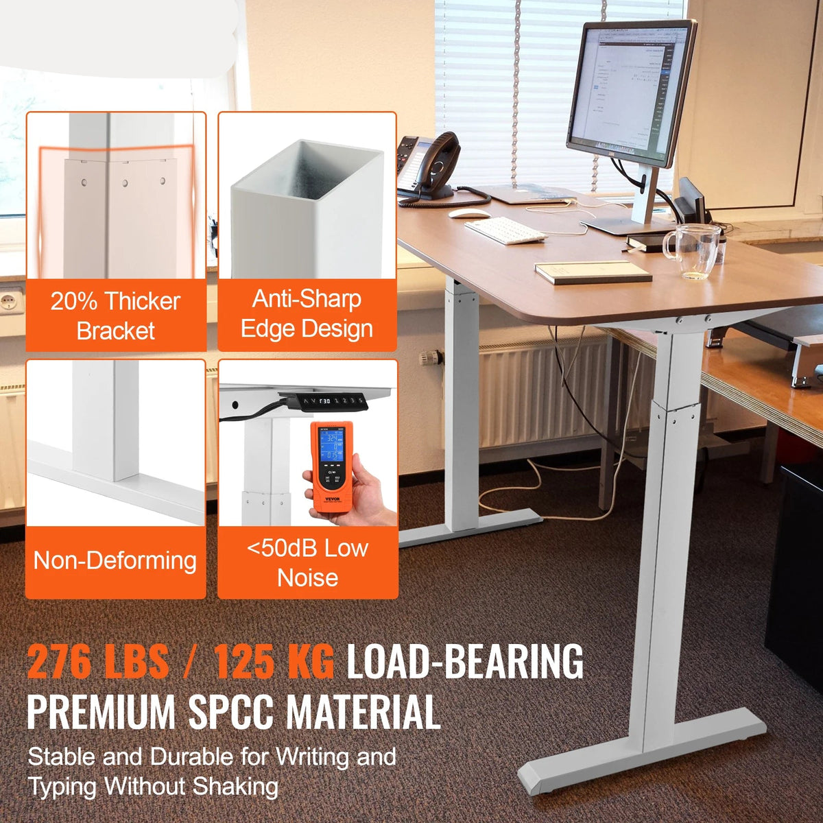 Sit Stand Desk - Sit Stand Desk Elektrisch - Bureaulijst - Bureaulijst Elektrisch - Elektrisch Bureaulijst - DIY Workstation Base - voor Thuis en Kantoor - 90-135cm - Enkel - Zwart