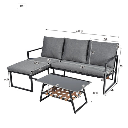 Loungeset Voor Buiten – Hoekbank – Loungesofa – Tuinmeubilair – Terrasmeubel – Gegalvaniseerd Staal – Weerbestendig – PU-Weefwerk