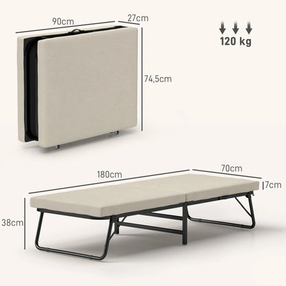 Opvouwbaar Bed – Vouwbed – Opklapbed – Logeerbed – Eenpersoonsbed – Verstelbare Rugleuning 5 Standen – Hoogwaardig Schuimmatras 7 cm