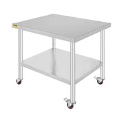 Keukenwerkbank - Keukenwerktafel - Kookeiland - Keukentafel - 24 x 12 inch - Met 4 zwenkwielen & Achterwand Laadt Op - Voor Opbergrek Thuis Dineren