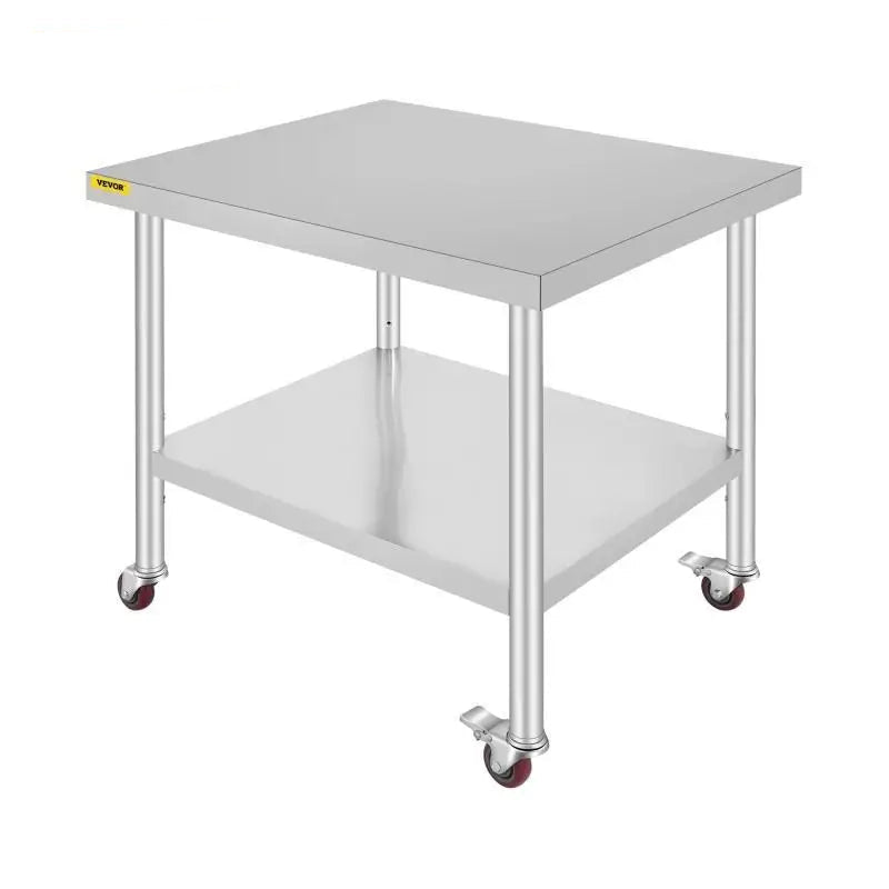 Keukenwerkbank - Keukenwerktafel - Kookeiland - Keukentafel - 36 x 30 inch - Met 4 zwenkwielen & Achterwand Laadt Op - Voor Opbergrek Thuis Dineren - QUORE