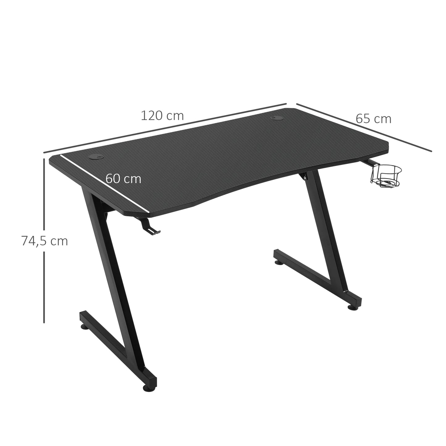 Gaming Bureau – Bureau Voor Gamers – Computerbureau – Studiebureau – Werkplek – Groot Werkblad 120x60 Cm – Verstelbare Poten