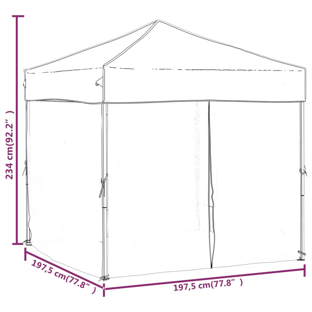 Paviljoen - Tuinpaviljoen - Partytent - Tuintent - Pop-up Kliksysteem - Stabiel - Vouwtent - met 4 zijpanelen - Opvouwbaar - Waterdicht - Hoogte Verstelbaar - 50+UV-Bescherming - voor Tuin - Buiten - Achtertuin - 210D Oxford-stof - 2 x 2 m - Rood