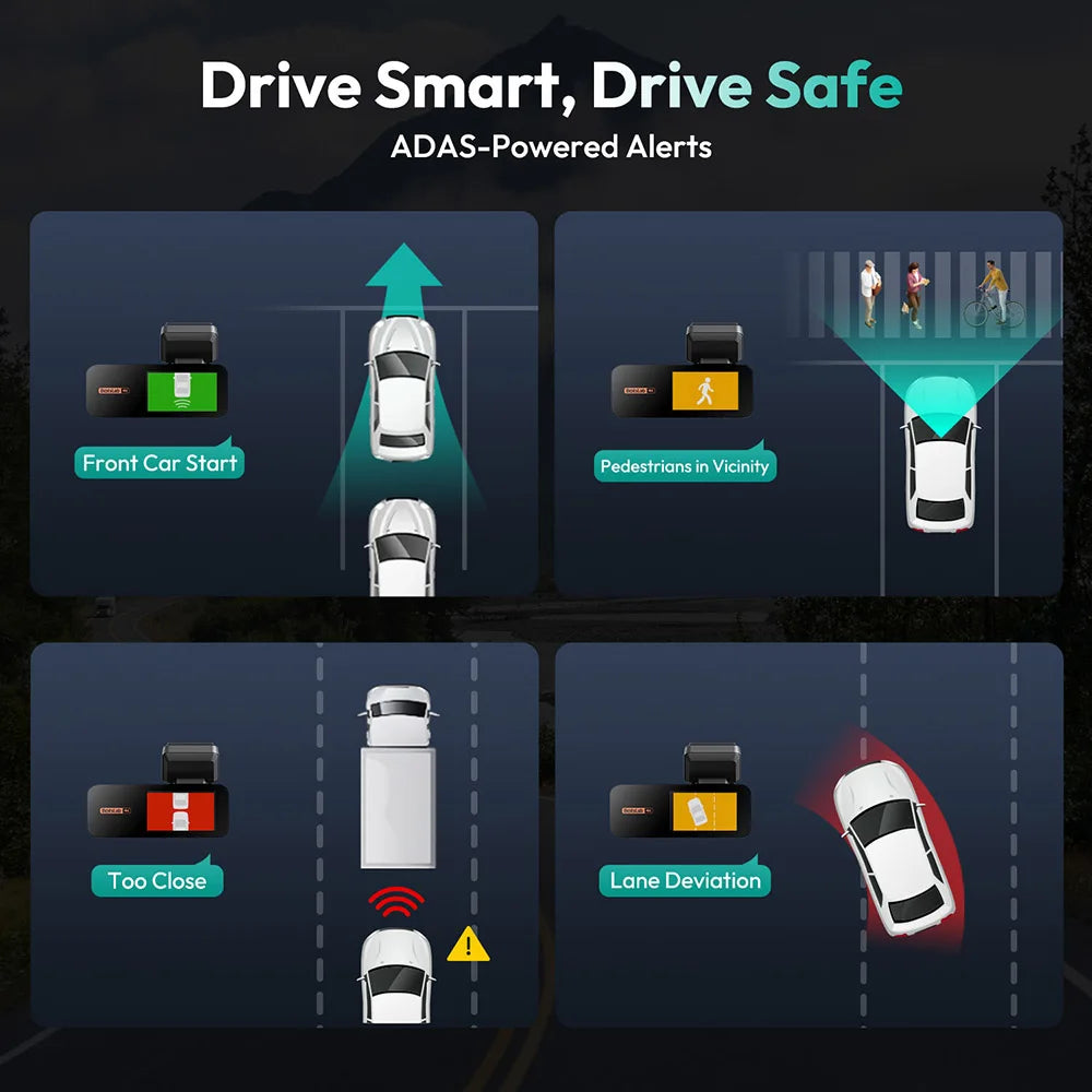 4K Dashcam – Autocamera – Rijcamera – Videorecorder – Dashboardcamera – Superheldere 4K Beelden – ADAS Veiligheidsfuncties