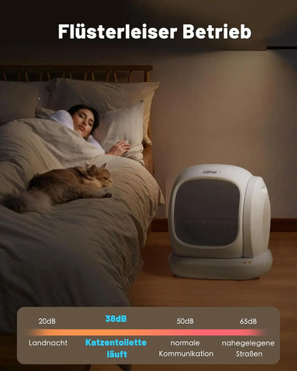 Automatische Kattenbak – Slimme Kattenbak – Zelfreinigende Kattenbak – App Bedienbare Kattenbak – Ruime Lage Instap – Geschikt Voor 1,5 Tot 8 Kg - Wit - XXL