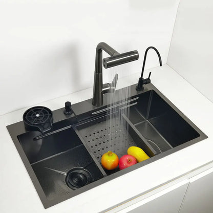 RVS Spoelbak – Keukenspoelbak – Inbouw Spoelbak – Enkele Kom – Aanrecht Spoelbak – Anti-Kras Nano Technologie – Linkerafvoer 68x46 cm
