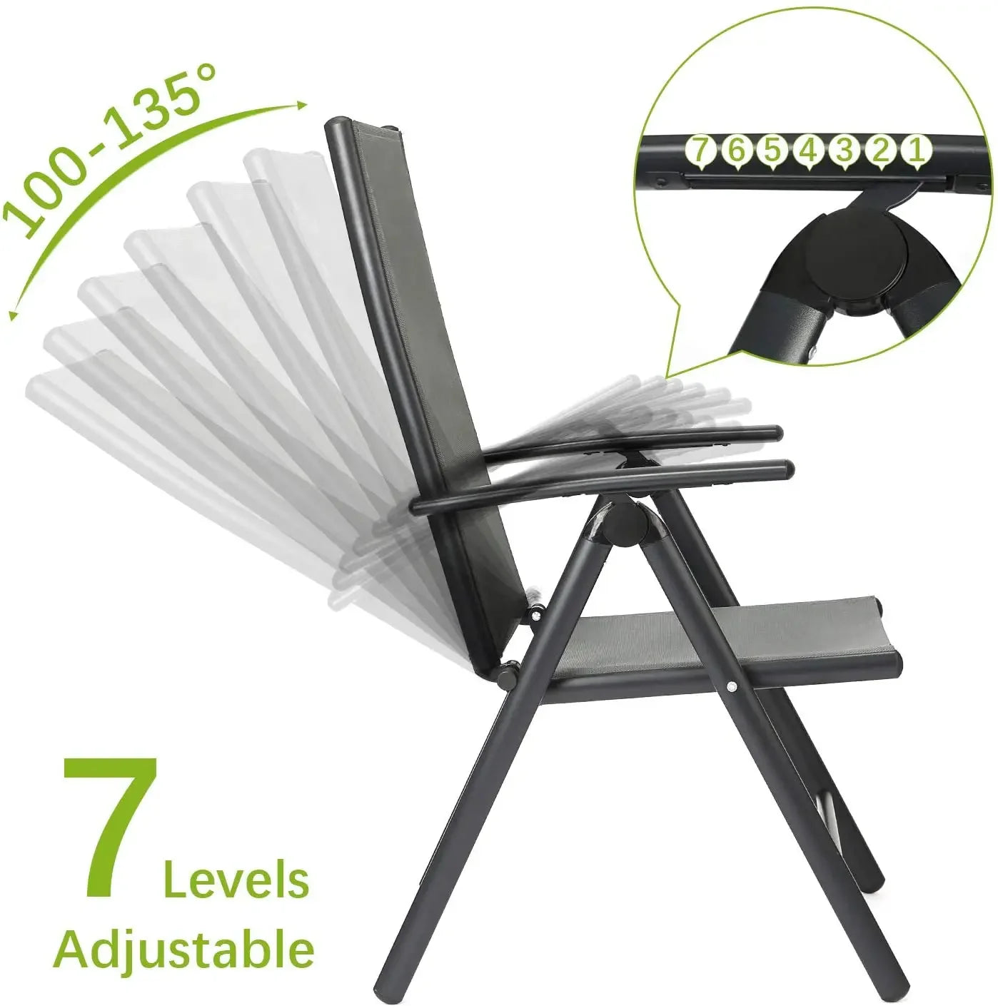 3-Delige Tuintafelset – Tuinmeubelset – Balkonset – Klapstoelset – Verstelbare Stoelen – Weerbestendig Aluminium - Zwart met Zilverkleurige Rand