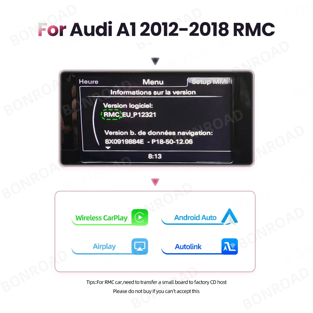 Draadloze CarPlay Interface – Android Auto Adapter – Smartphone Connectie – Mirror Link – AirPlay Ondersteuning – Voor Audi A1 Q3 2012-2018 – Bluetooth Handsfree – Eenvoudige Installatie