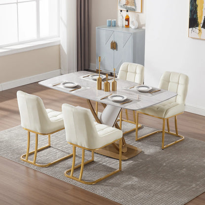 Eetkamerstoelen – Stoelen – Kuipstoelen – Keukenstoelen – Bureaustoelen – Set van 2 – Beige Velvet Bekleding – Ergonomisch Met Metaal Frame