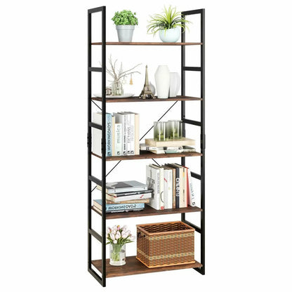 Vintage Boekenkast - Boekenrek  met 5 Lagen - Ladderrek - Opbergplank - 60x30x165 cm - Voor Woonkamer, Kantoor of Badkamer - Industrieel Ladderrek