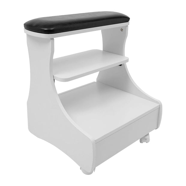 Pedicure Stool -  Nagelbank - Stoel schoonheidssalon - Manicure Chair - Footbath Stool with Wheels - 20kg - Wit
