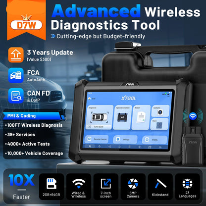 Auto Diagnose Scanner – OBD2 Diagnosetool – ECU Programmer – Autosleutel Programmeerder – Bluetooth Diagnoseapparaat – 7 Inch Touchscreen – WiFi & Bluetooth Verbinding - QUORE