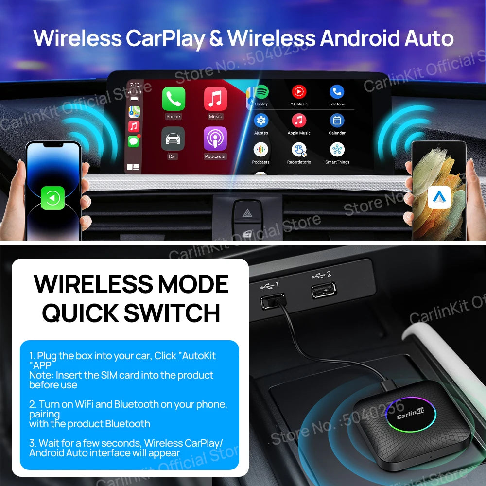 CPC200-Tbox - Auto Multimedia Speler - met 13 inch LED - Carplay - 8-Cores - 8GB128GB - Multimedia Autoradio - CarPlay AI-box - Android 13.0 - Draadloze
