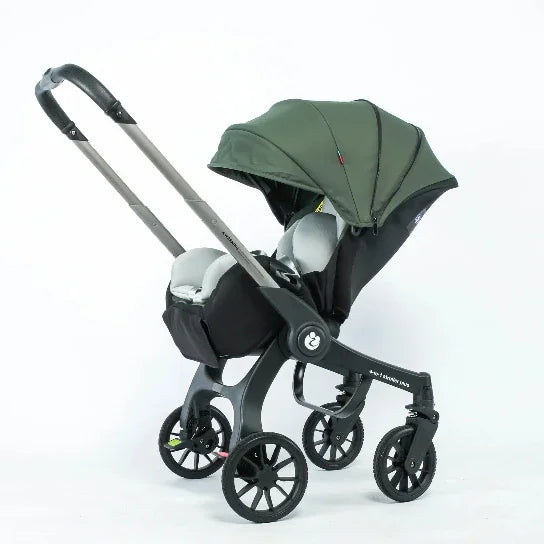 Kinderwagen – Wandelwagen - Babywagen – Inklapbaar - Opvouwbare - Lichtgewicht - Comfortabel - Veilig – Schokabsorptie - met Afneembare Mand - 4 in 1 - Groen - QUORE