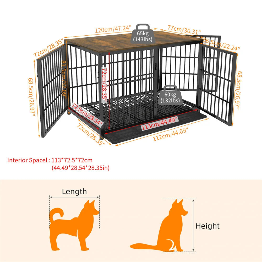 Hondenbench – Hondenkooi – Huisdierenbench – Dierenbench – 3-Deurs Ontwerp – Duurzaam Metaal – Uitschuifbare Tray