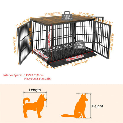 Hondenbench – Hondenkooi – Huisdierenbench – Dierenbench – 3-Deurs Ontwerp – Duurzaam Metaal – Uitschuifbare Tray