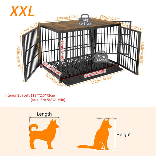 Hondenbench – Hondenkooi – Hondenkennel – Grote Hondenbench – Modulair Systeem – Uitneembare Lade – Metaal Met MDF Afwerking