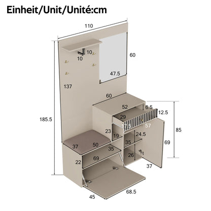 Verstelbare Salontafel – Coffee Table – Bijzettafel – Opbergtafel – Living Table – Variant CQY-as Show – Met LED Vloerlamp – Met Veel Opbergruimte