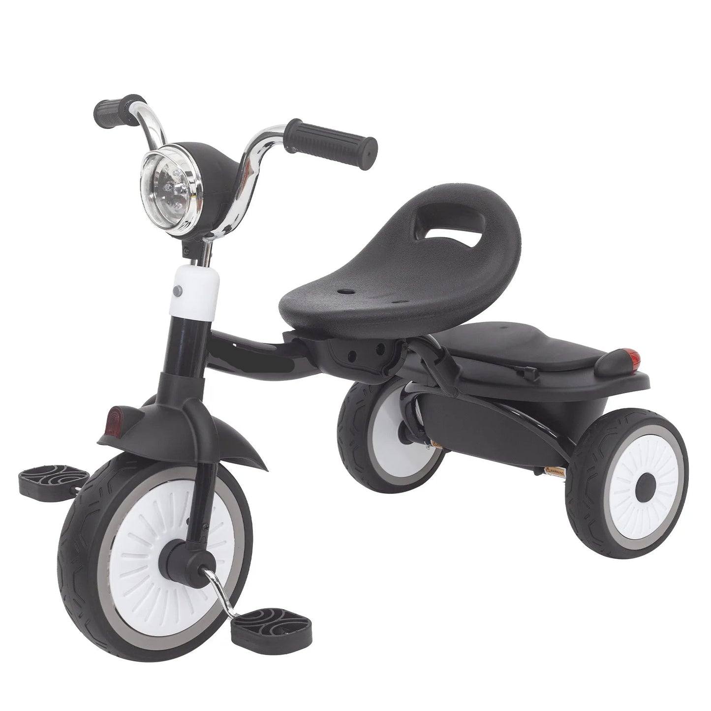 Kinderdriewieler - met Pedalen - Driewieler - Peuterfiets - Driewieler Trike - Kinderfiets - PU Wielen - Schokabsorptie - Opvouwbaar - Verstelbaar Zadel - Met Licht - Zwart-wit