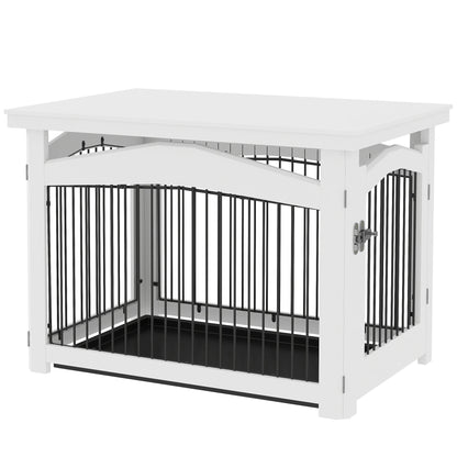 3-in-1 Multifunctioneel Hondenbench – Hondenkooi – Bench – Transportbench – Reisbench – MDF & Staal – Voor Middelgrote Honden Tot 20 Kg - 82.5 x 57.5 x 59.5 cm - Wit