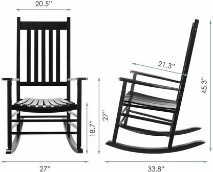 Houten Schommelstoel – Schommelstoel Binnen – Tuinstoel Schommel – Porch Rocker – Balkon Stoel – Duurzaam Dennenhout – Weerbestendige Matte Afwerking - QUORE