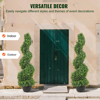 Topiary planten -1/ 2 pcs  kunstmatig planten - kunstmatig buxus - Engels buxus dubbele bal vormige - kunstmatig buxus hegpaneel - 48 inch - Groen