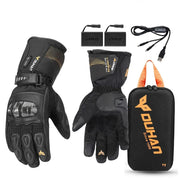 Heated Gloves - Winter Leather Gloves - Rechargeable Heated Gloves - Waterproof Gloves - Winter Moto Heated Gloves - Battery Powered Heated Gloves - For Motorcycle, Ski Camping - Leather - Small
