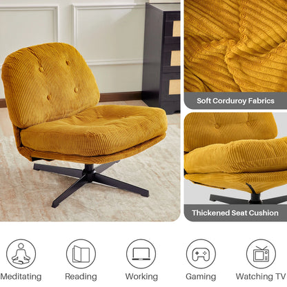 Relaxstoel - Schommelstoel - Fauteuil - Loungestoel - Moderne Vouwbare Accent Stoel -  360° Draaibaar Tufted Luil stoel - met Dikke Kussen en Ottoman voor Woonkamer - Groen - QUORE