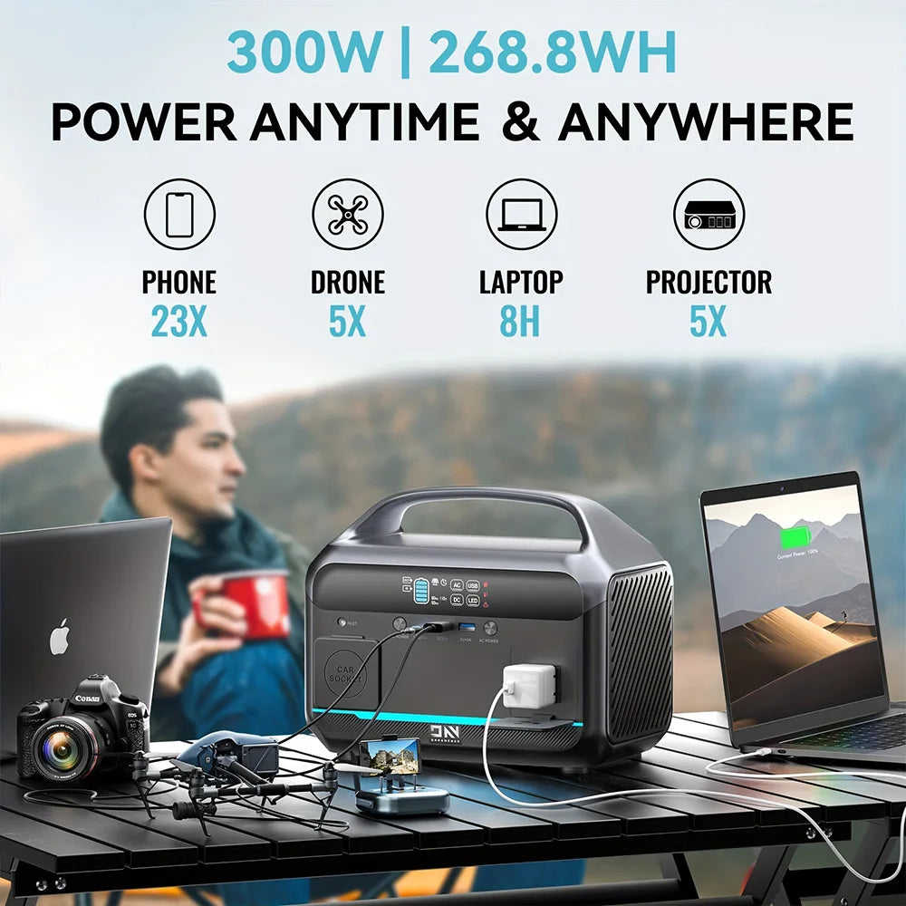 Draagbare Powerstation – Mobiele Generator – Noodstroom – Energiebron – Compact – 300W Continu – Lithium-IJzerfosfaat Batterij