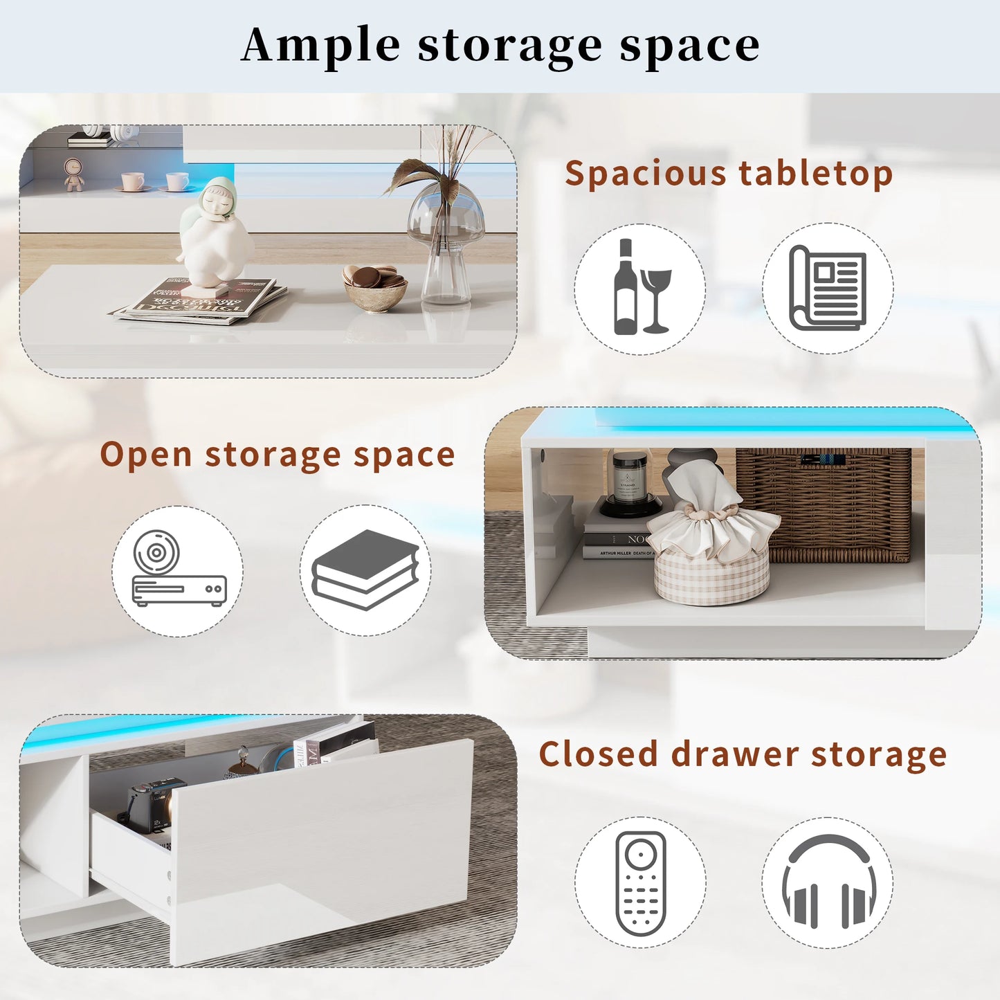 TV-Meubel – Tv-Kast – Dressoir – Woonkamermeubel – Hoogglans Afwerking – LED-Verlichting