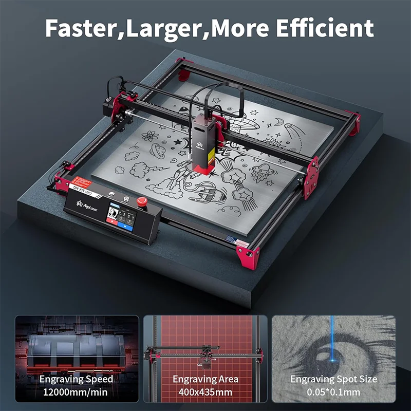 Algolaser DIY Table 40*43cm CNC Laser Cutter Engraver 3.5” Touch Scree Phone&WiF Metal Wood CNC Lase Cutting Engraving Machine