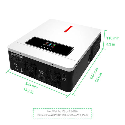 Hybride Zonne-omvormer – Zonne-inverter – Off-Grid Omvormer – Batterijoplader – MPPT Zonnecontroller – Zuivere Sinusgolf – Wifi Monitoring - 4.2kW - 24V