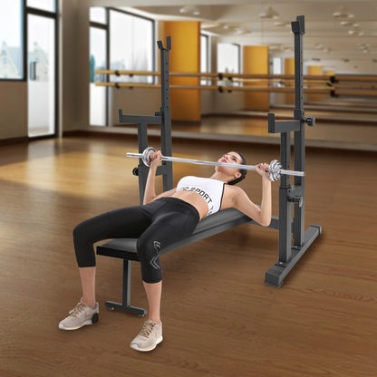 H-Vormig Halterrek - Halterhouder - Halterstandaard - 250KG Belastbaar - Hoogte & Lengte Verstelbaar - Fitness Bankdruk Standaard - Home Gym Krachttraining