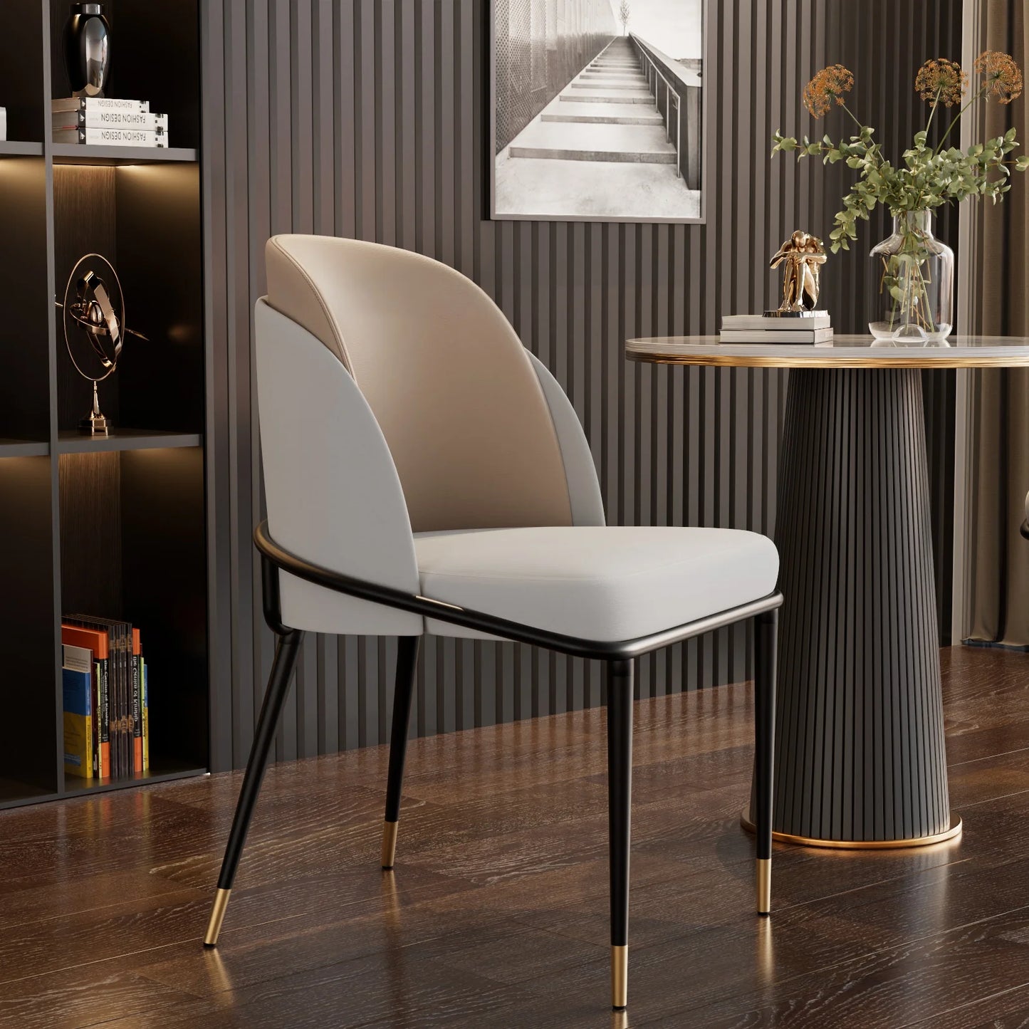 Eetkamerstoelen – Stoelen – Dining Chairs – Comfortabele Stoelen – Microvezel PU-Leder – Massief Eucalyptus Hout – 150 Kg Draagkracht - Set van 2 - Bruin - QUORE