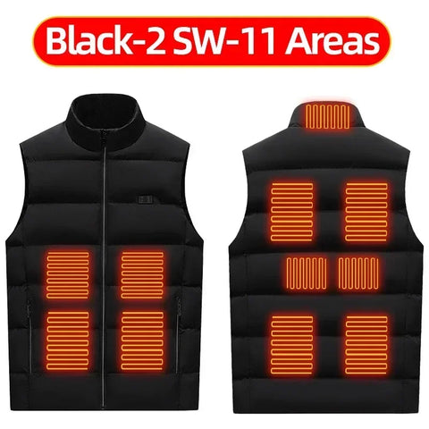 Heating Jacket - Heated Bodywarmer - Heated Clothing - USB Electric Self-Heating Vest - Unisex Heated Jacket - Rechargeable - Heating Heated Clothing - Hunting Ski - Size M - Black