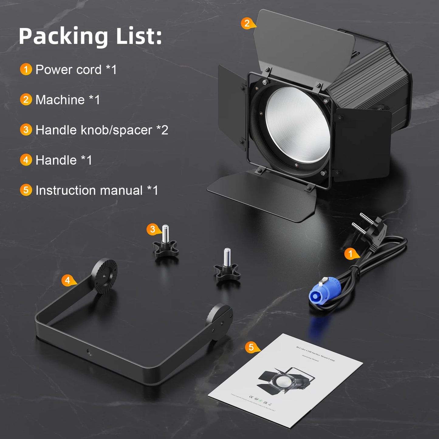 200W COB Par Light – Stageverlichting – DJ Licht – Podiumverlichting – Evenementenverlichting – Set van 2 EU Plug – Dual-Color Lichtinstelling – DMX512 Met 4-Blad Barn Door - QUORE