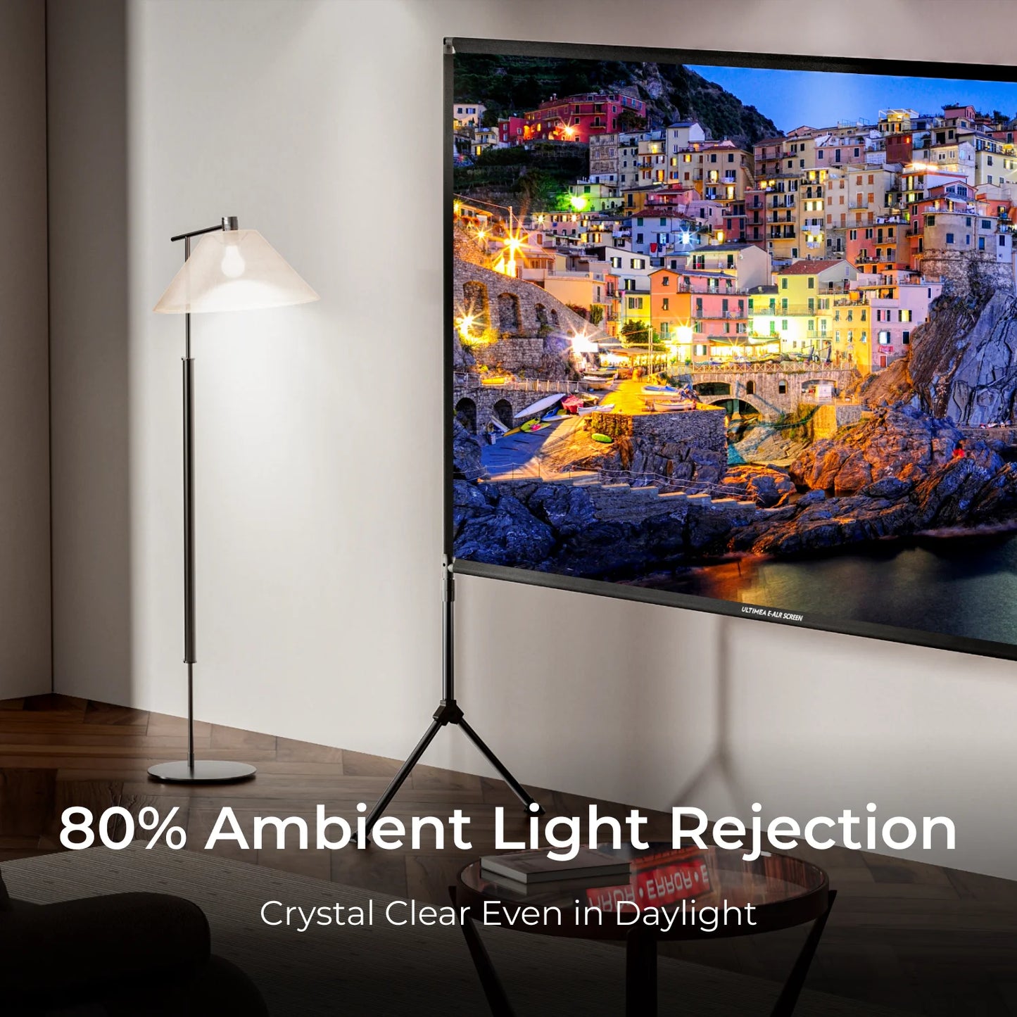 Beamer - Projector - Mini Projector - Full HD Native 1080P - met 120-inch E-ALR Projectorscherm & Stand – Outdoor Camping & Home Theater – EU Plug