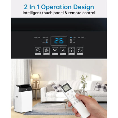 Draagbare Airconditioner – Mobiele Airco – Koelventilator – Ontvochtiger – 12.000 BTU – 3-in-1 Functie – 24-Uurs Timer