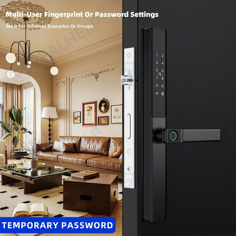 Vingerafdrukslot – Slimme Deurslot – Elektronisch Slot – Smart Lock – Deurklink Slot – Wifi Connectiviteit – Waterdicht Aluminium - 6085 - 22x240