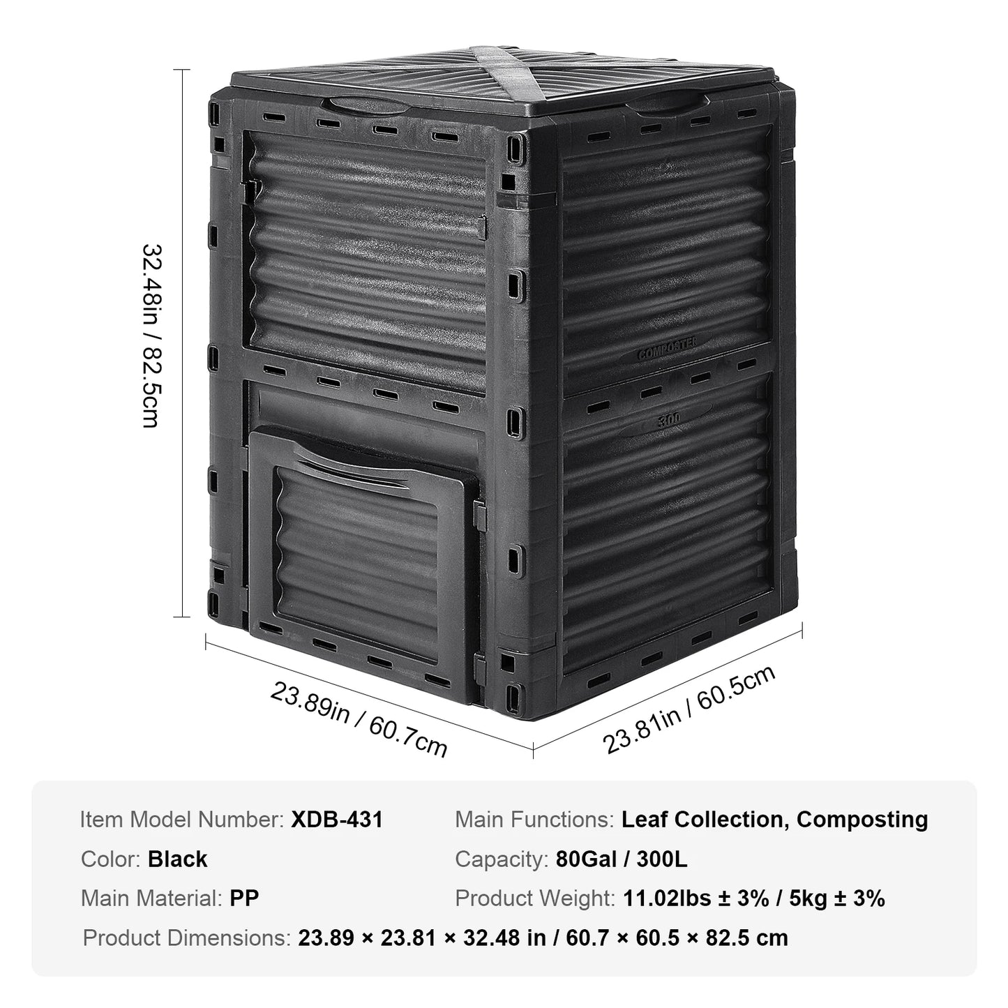 Compostbak - Compostvat - 220 Gallon - Compost - Uitschuifbare Buitencompostbak met Groot Volume - Snelle Compostering - Composter - Prullenbak