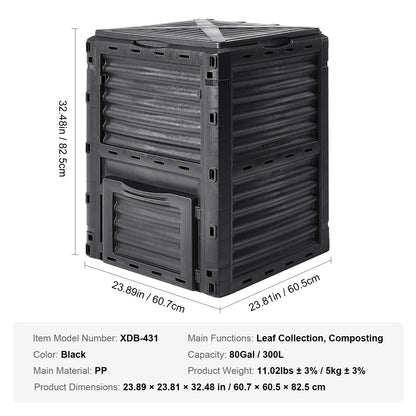 Compostbak - Compostvat - 220 Gallon - Compost - Uitschuifbare Buitencompostbak met Groot Volume - Snelle Compostering - Composter - Prullenbak