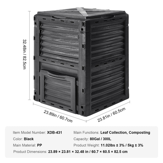 Compostbak - Compostvat - 220 Gallon - Compost - Uitschuifbare Buitencompostbak met Groot Volume - Snelle Compostering - Composter - Prullenbak