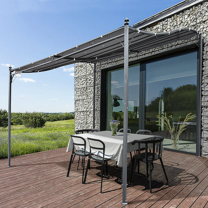 Tuin Pergola 3x3m - Waterdicht Zonnescherm - Met 16 Afwateringsgaten - UV Beschermend Dak - Stalen Frame - Grijze Partytent - QUORE