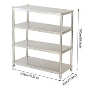 Multifunctioneel Keukenrek - RVS - Stevig & Ruim - Multi Sstory Kitchen Storage Rack - Huishoudelijke sortering - Magnetron Opslagplank - Zwaar - 4-Laags - Zilver