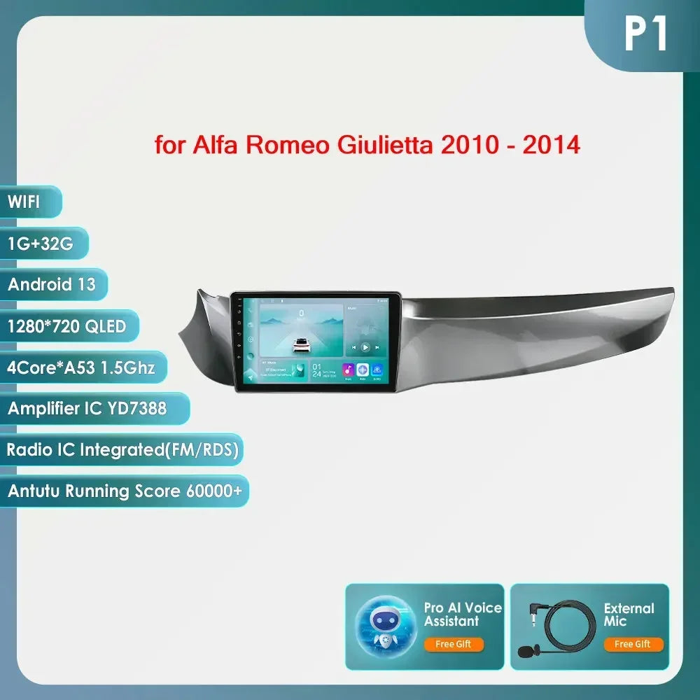 Carplay 4G 8581 Systems Android 14 Car Radio for Alfa Romeo Giulietta 2010 - 2014 Furgonato Multimedia Video Player GPS HeadUnit