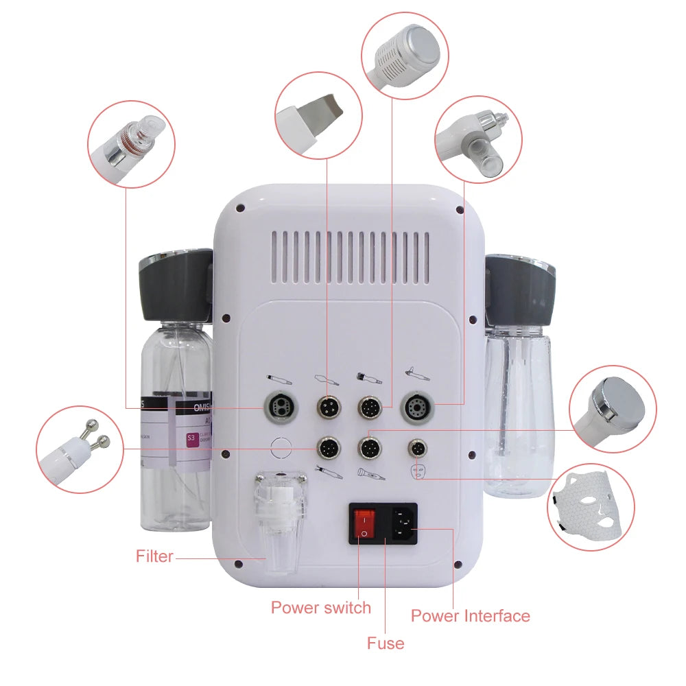 AOKO New 7 in 1  Hydro Dermabrasion Skin Care Beauty Machine Water Oxygen Jet Hydro Diamond Peeling Microdermabrasion Device
