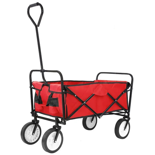 Bolderkar - Tuinwagen - Opvouwbare - Stevige Transportkar 110L - Heavy Duty Camping Trolley - Grote Wielen - en Waterdicht - Voor Tuin - Strand - en Boodschappen - Rood