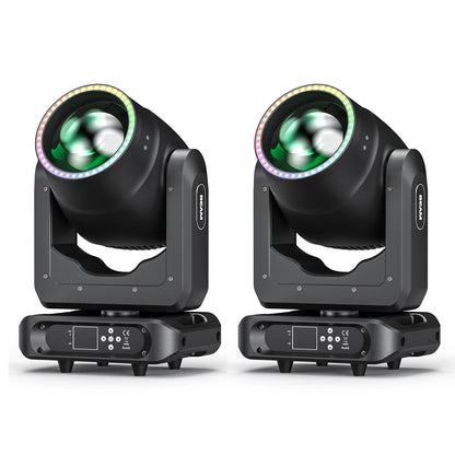 Moving Head Beam Light – Moving Head Spot – Stage Lamp – DJ Verlichting – Feestverlichting – 200W LED Vermogen – 17 Gobo Patronen – EU Plug – Professionele Lichtshow - QUORE