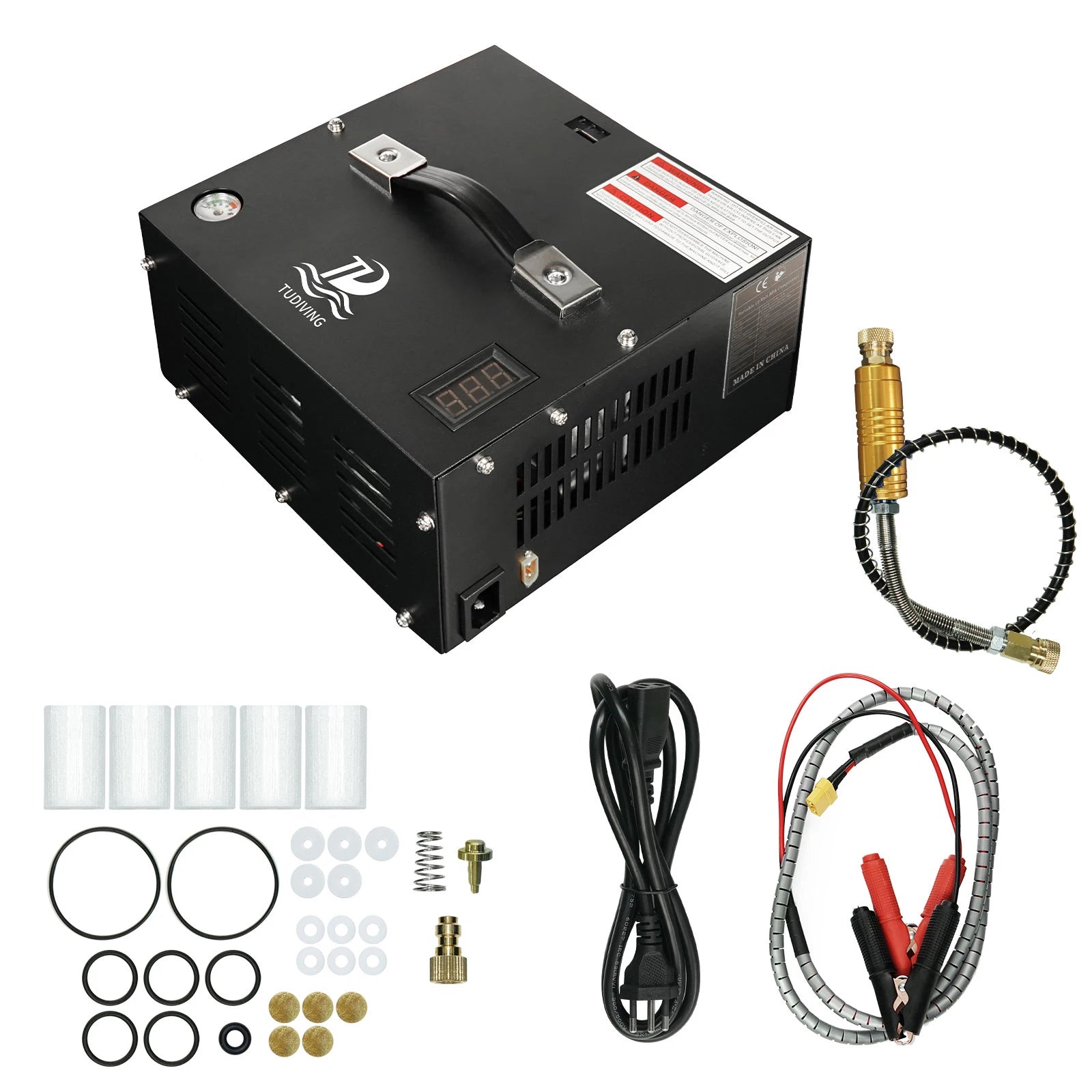 PCP Luchtcompressor – Duikcompressor – Luchtbuks Compressor – Paintball Compressor – Draagbaar – Olievrij – 300 Bar Vuldruk - QUORE