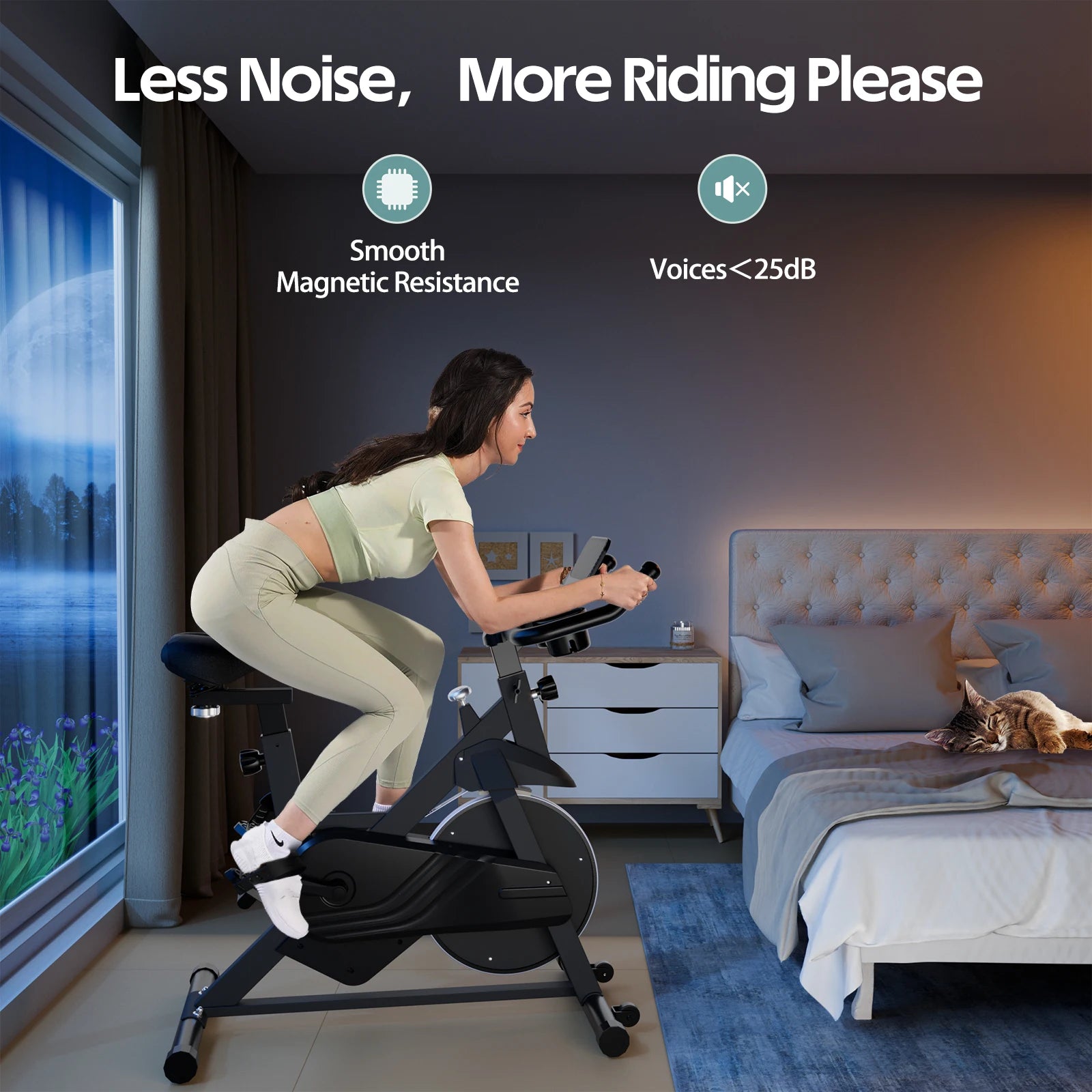 Hometrainer – Fitnessfiets – Trainingsfiets – Cardiofiets – Magnetische Weerstand – Verstelbaar Zadel – LCD-Display - Zilverachtig Zwart - QUORE
